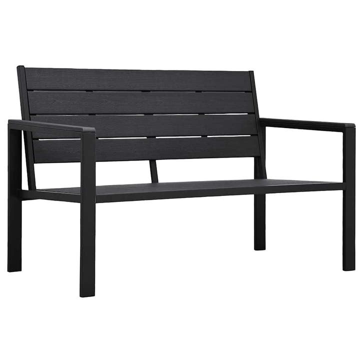 vidaXL Tuinbank hout-look 120 cm HDPE zwart, Tuin en Terras, Tuinbanken, Nieuw, Kunststof, Verzenden