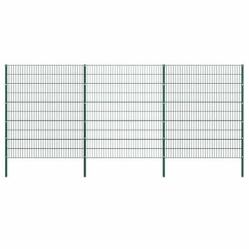 vidaXL Schuttingpaneel met palen ijzer 522x200 cm groen, Verzenden, Nieuw, IJzer, 2 meter of meer