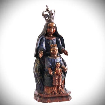 Beeld, Colonial Saint Anne Trinity - 36 cm - Hout - 1730