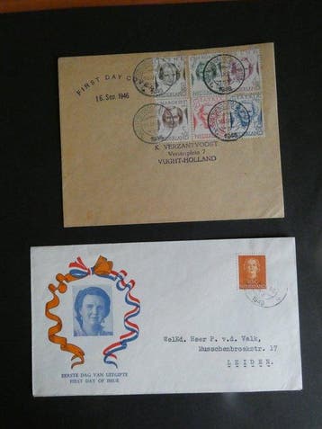 Nederland 1946/1949 - 2 x FDC Voorloper Prinsessenzegels en, Gestempeld