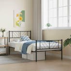vidaXL Bedframe met hoofd- en voeteneinde metaal zwart, Eenpersoons, Verzenden, Zwart, Nieuw