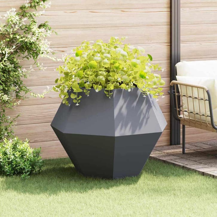 vidaXL Plantenbak Antraciet 100 x 100 x 80 cm Staal, Tuin en Terras, Bloembakken en Plantenbakken, 100 cm of meer, Nieuw, Metaal