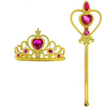 Kroon en staf - Goud met roze, Sieraden, Tassen en Uiterlijk, Kindersieraden, Ophalen of Verzenden, Nieuw