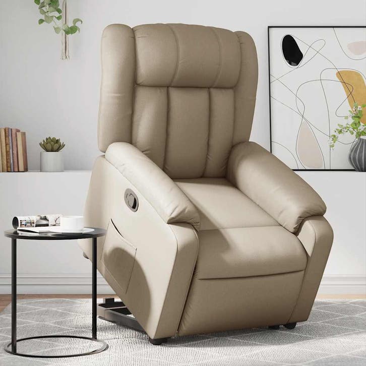 vidaXL Sta-op-stoel kunstleer cappuccinokleurig, Huis en Inrichting, Fauteuils, Nieuw, Verzenden
