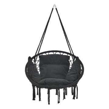 Hangstoel Kailua met kussen katoen max 150 kg zwart, Verzenden, Nieuw