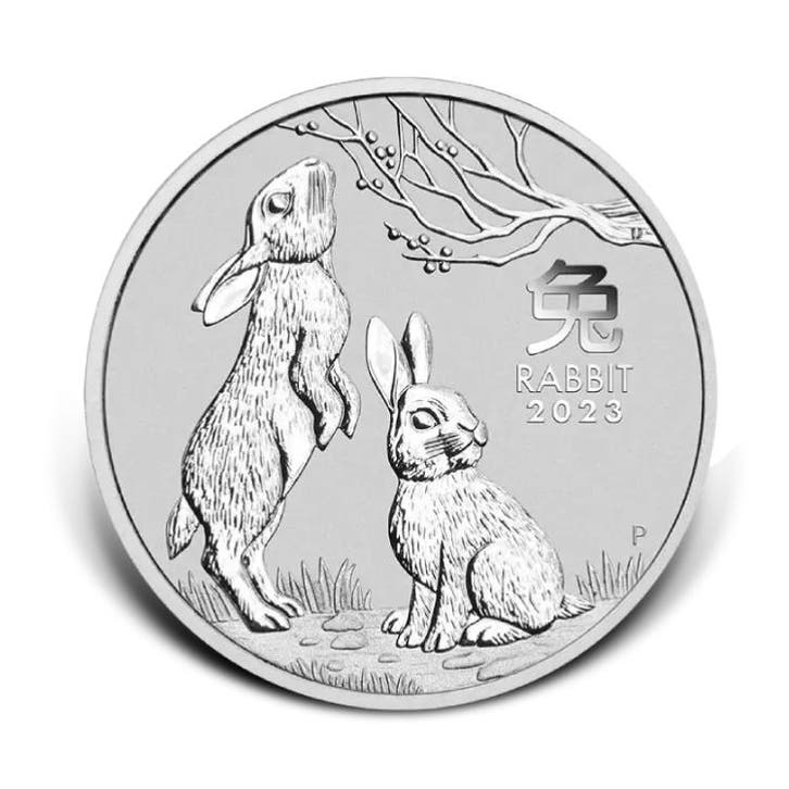 Zilveren munt Lunar Year of the Rabbit 2023 5 troy ounce, Postzegels en Munten, Edelmetalen en Baren, Verzenden