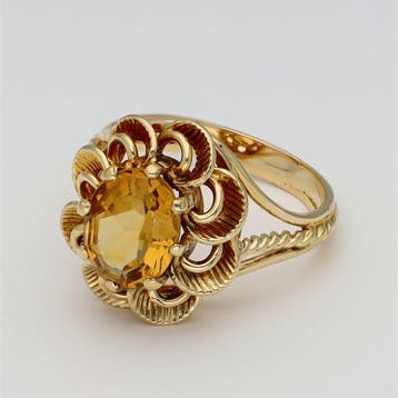 Ring - 18 karaat Geel goud Citrien, Sieraden, Tassen en Uiterlijk, Ringen, Nieuw