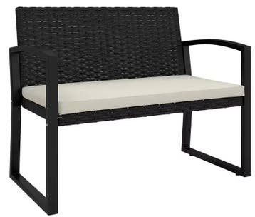 Stijlvolle Tuinbank 2-Zits Rotan Look Zwart en Beige 103cm, Tuin en Terras, Tuinbanken, Verzenden, Nieuw