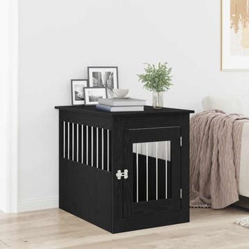 vidaXL Hondenbenchmeubel 55x75x65 cm bewerkt hout zwart, Dieren en Toebehoren, Hondenhokken, Verzenden, Nieuw