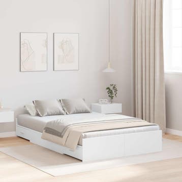 vidaXL Opbergbedframe met lade Wit 120 x 190 cm Bewerkt hout, Verzenden, Nieuw, Wit, Hout