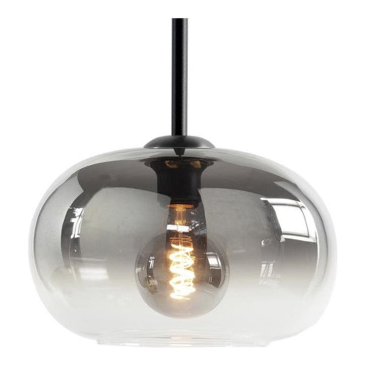 Highlight | Glazen lampenkap 31cm | Semi smoked glas, Huis en Inrichting, Lampen | Lampenkappen, 50 cm of meer, Rond, Zwart, Nieuw