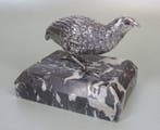 Kwartel met robijnen ogen - Presse-papier - Marmer, Zilver, Antiek en Kunst