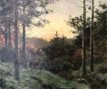 Jo Schijnder (1894-1968) - Reewild bij avond