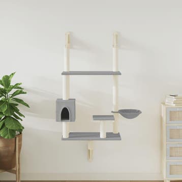 vidaXL Kattenmeubel wandgemonteerd met krabpaal 153 cm, Dieren en Toebehoren, Verzenden, Nieuw