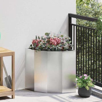 vidaXL Hoek Plantbak zilver 45 x 45 x 50 cm Roestvrij staal, Tuin en Terras, Verzenden, Minder dan 60 cm, Nieuw, Metaal