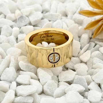 Cartier gouden brede ring met diamanten; 0,04 ct., Gebruikt, Ophalen of Verzenden, 17 tot 18, Dame of Heer