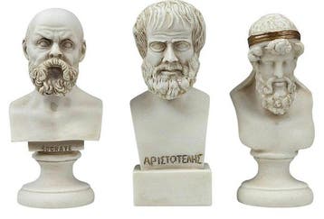 Figuur - Socrate Aristotele Platone - Albast, Antiek en Kunst