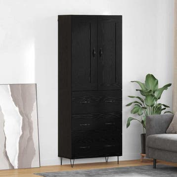 vidaXL buffetkast Zwart Eiken 69,5 x 34 x 180 cm Bewerkt, Huis en Inrichting, Kasten | Buffetkasten, Minder dan 50 cm, Verzenden