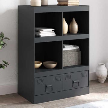 vidaXL buffetkast 67x39x95 cm staal antracietkleurig, Minder dan 50 cm, Verzenden, Nieuw, Minder dan 100 cm