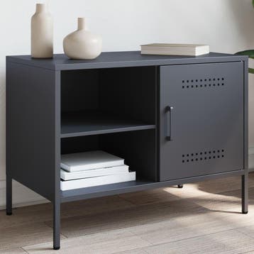 vidaXL Tv-meubel 68x39x50,5 cm staal antracietkleurig, Huis en Inrichting, Minder dan 50 cm, Verzenden, Nieuw, Minder dan 100 cm