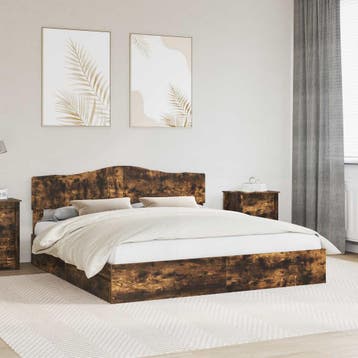 vidaXL Opslag bed met lade Gerookt eiken 180 x 200 cm, Huis en Inrichting, Slaapkamer | Bedden, Verzenden, Nieuw, Bruin, Hout