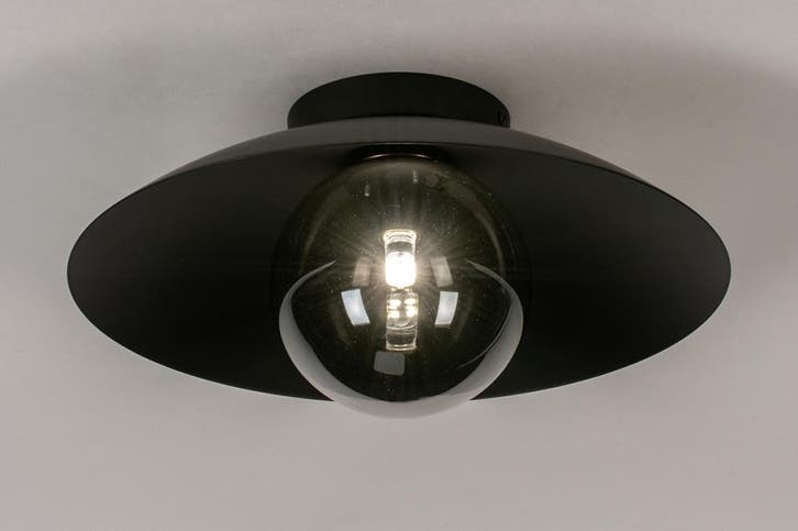 Rietveld Plafondlampen - Zwart, Grijs - Glas, Metaal, Huis en Inrichting, Lampen | Plafondlampen, Verzenden