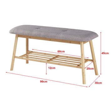 [en.casa] Schoenenrek 45x90x30 cm bamboe grijs, Verzenden, Nieuw