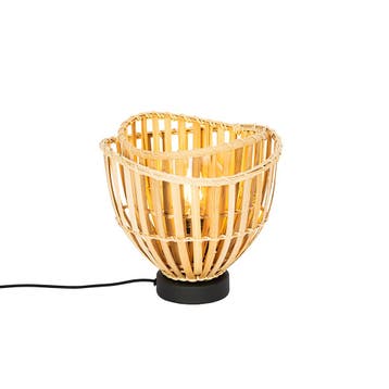 Oosterse tafellamp zwart met naturel bamboe - Pua, Huis en Inrichting, Lampen | Tafellampen, Verzenden, Nieuw