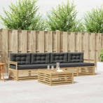 vidaXL Buiten bankenset met kussen 5 pcs Wit en, Huis en Inrichting, Verzenden, Nieuw