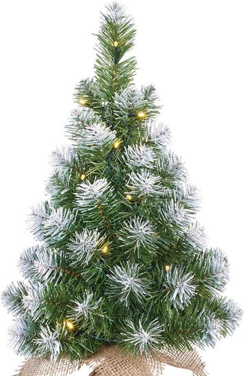 Kunst kerstboom/kunstboom in jute zak met verlichting en, Ophalen of Verzenden, Zo goed als nieuw