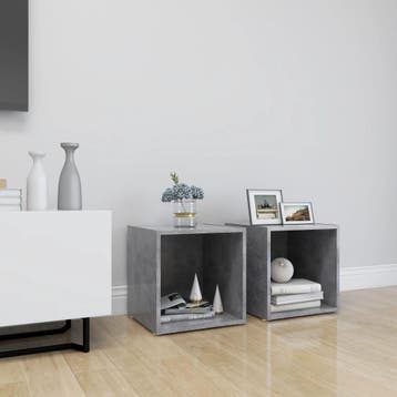 vidaXL Tv-meubelen 2 st 37x35x37 cm bewerkt hout betongrijs, Minder dan 50 cm, Verzenden, Nieuw, Minder dan 100 cm
