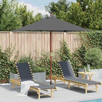 vidaXL Parasol met houten paal 150x200 cm antraciet, Verzenden, Nieuw, 1 tot 2 meter