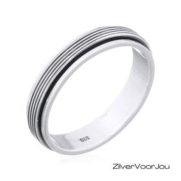 Zilveren Spinner Ring lines Design, Verzenden, Nieuw, Zilver