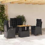 vidaXL 4-delige Tuinset met kussens poly rattan zwart, 4 zitplaatsen, Nieuw, Tuinset, Verzenden