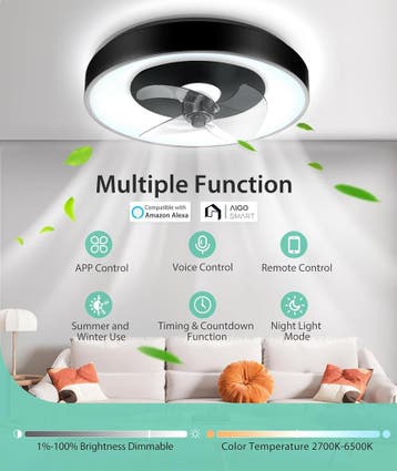 Plafondventilator met verlichting - Plafondlamp met ventilat, Verzenden, Zo goed als nieuw
