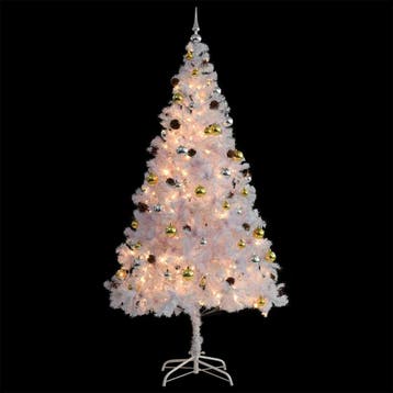 vidaXL Kunstkerstboom met verlichting en kerstballen 210 cm, Verzenden, Nieuw