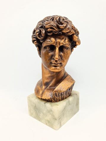 G. Carusi - sculptuur, David - 22 cm - Marmer, Hars