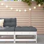 vidaXL Tuinvoetenbank met kussen massief grenenhout wit, Tuin en Terras, Tuinsets en Loungesets, Verzenden, Nieuw