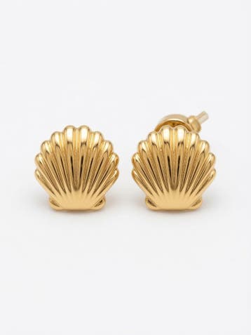 Draaiknop Schelp Oorbellen - Goud Stijl - Hypoallergeen, Verzenden, Nieuw