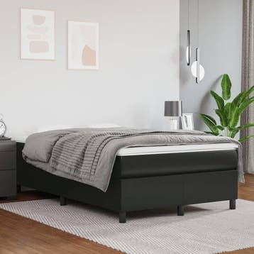 vidaXL Boxspring bed kunstleer zwart 120x200 cm, Overige materialen, Verzenden, Zwart, Nieuw