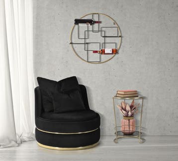 FAUTEUIL PARIJS SPACE NERO/GOUD CM Ø 84X72 - 142410000N, Huis en Inrichting, Ophalen of Verzenden, Nieuw
