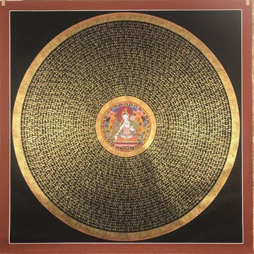 Mandala Mantra with White Tara (Kuan yin) - Thangka, Antiek en Kunst