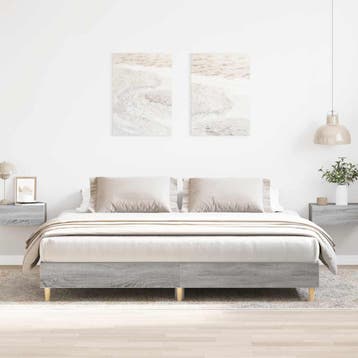 vidaXL Bedframe zonder matras 160x200 cm spaanplaat grijs, Verzenden, 200 cm, Grijs, 160 cm