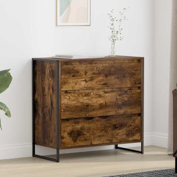 vidaXL Dressoir Rook Eik 79 x 36 x 75.5 cm Bewerkt hout, Verzenden, Nieuw, Overige houtsoorten, Minder dan 50 cm