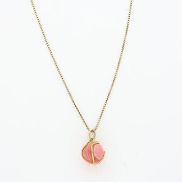 Halsketting - 14 karaat Geel goud - Rhodochrosiet, Sieraden, Tassen en Uiterlijk, Nieuw