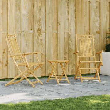 vidaXL 3-delige Bistroset bamboe, Tuin en Terras, Tuinsets en Loungesets, Verzenden, Nieuw, Hout