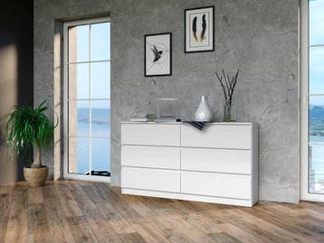 Ladekast wit 140 cm  6 lades Wit (Slaapkamer), 5 laden of meer, Verzenden, Nieuw, Overige houtsoorten
