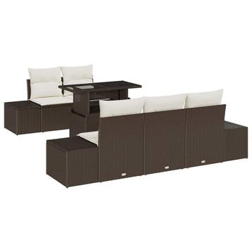 vidaXL Tuin Sofa Set 6 st Bruin en Crème, Tuin en Terras, Tuinsets en Loungesets, Verzenden, Nieuw, 6 zitplaatsen