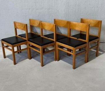 Zitgroep - hard hout - Een set van zes stoelen, Antiek en Kunst