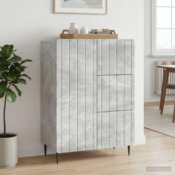 vidaXL Dressoir met lade Betongrijs 66 x 34,5 x 91,5 cm, Verzenden, Nieuw, Overige houtsoorten, Minder dan 50 cm